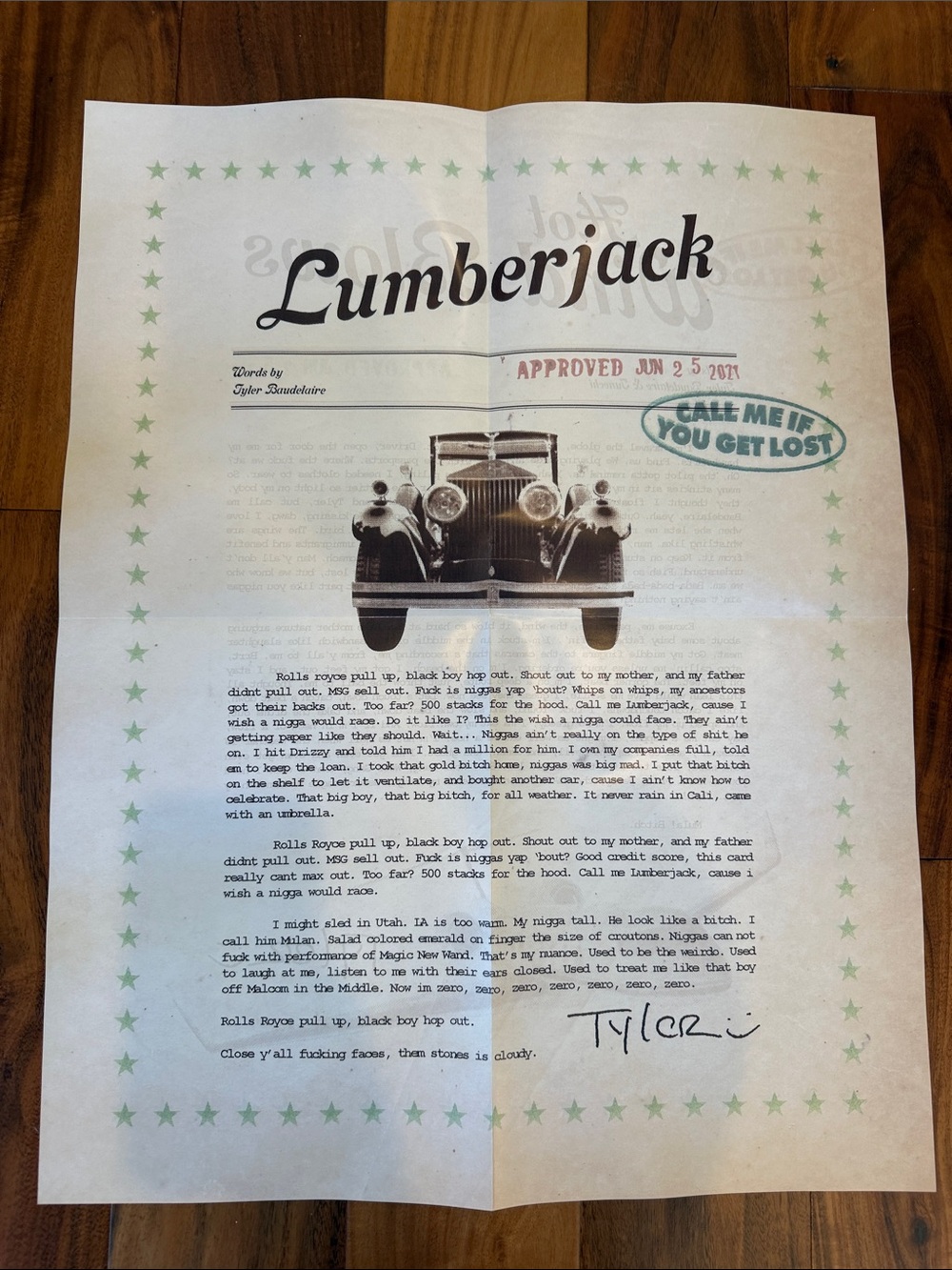 Golf Wang Lumberjack Poster - Black, White, Green